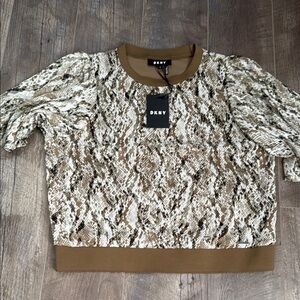 DKNY Women's Brown and Cream Snake Print Sweatshirt